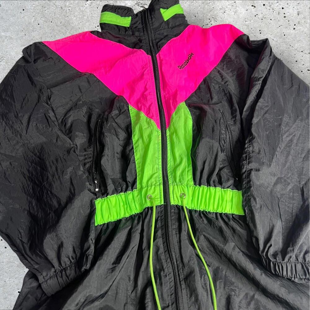 Vintage 80s Party Festival Reebok Zip Up Jacket Windbreaker Size‎ S